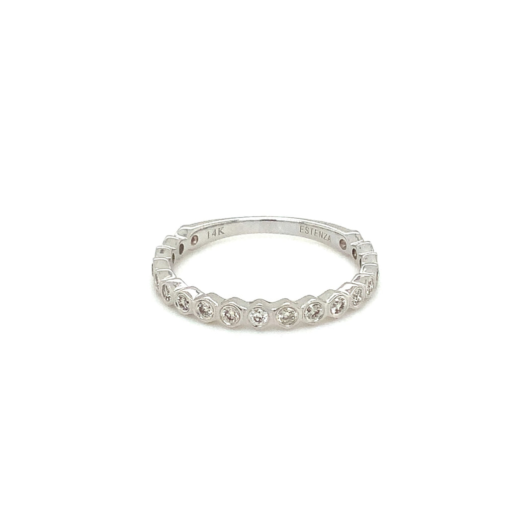 Stackable Honeycomb Shape Single Row Diamond Band in 14K White Gold - Image 1 of 7