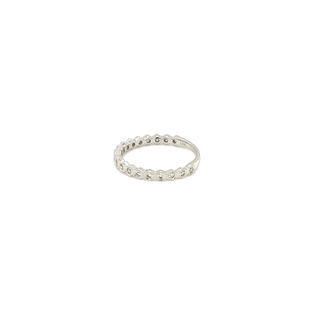 Stackable Honeycomb Shape Single Row Diamond Band in 14K White Gold - Image 2 of 7