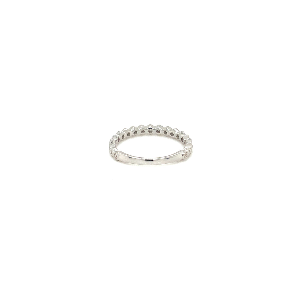Stackable Honeycomb Shape Single Row Diamond Band in 14K White Gold - Image 3 of 7