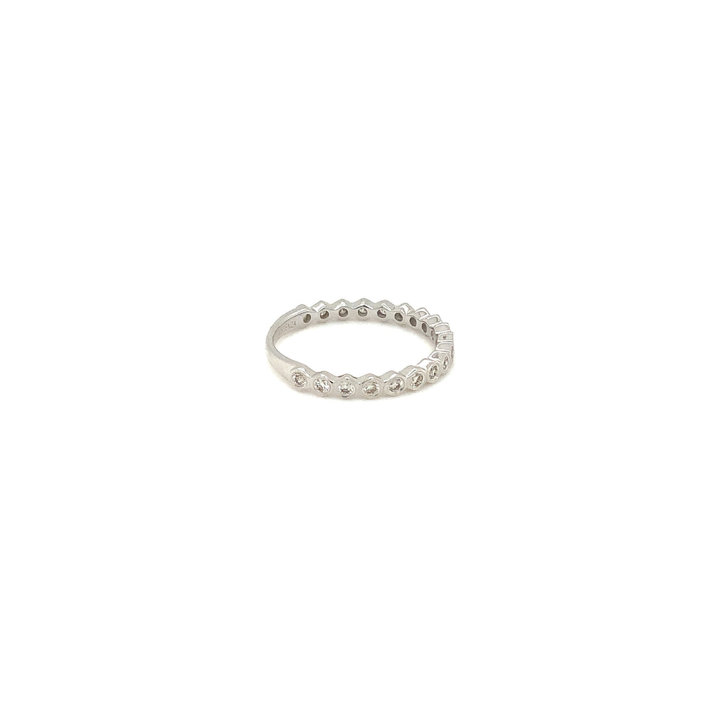 Stackable Honeycomb Shape Single Row Diamond Band in 14K White Gold - Image 5 of 7