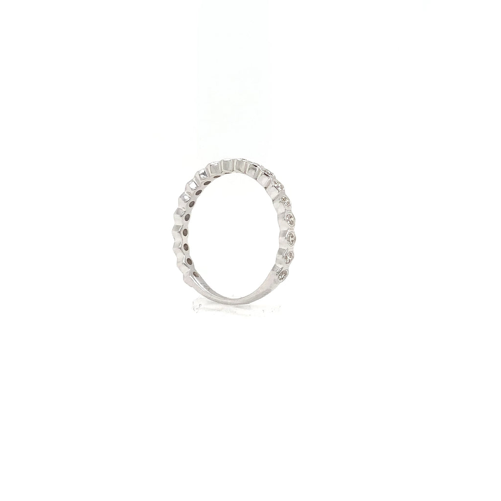 Stackable Honeycomb Shape Single Row Diamond Band in 14K White Gold - Image 6 of 7