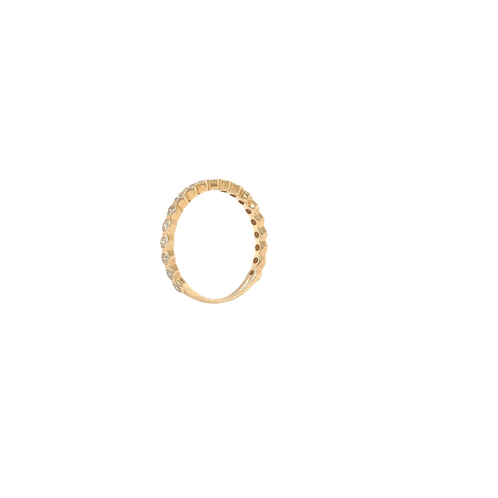 Stackable Honey Comb Shape Singlr Row Diamond Band in 14K Yellow Gold - Image 5 of 7