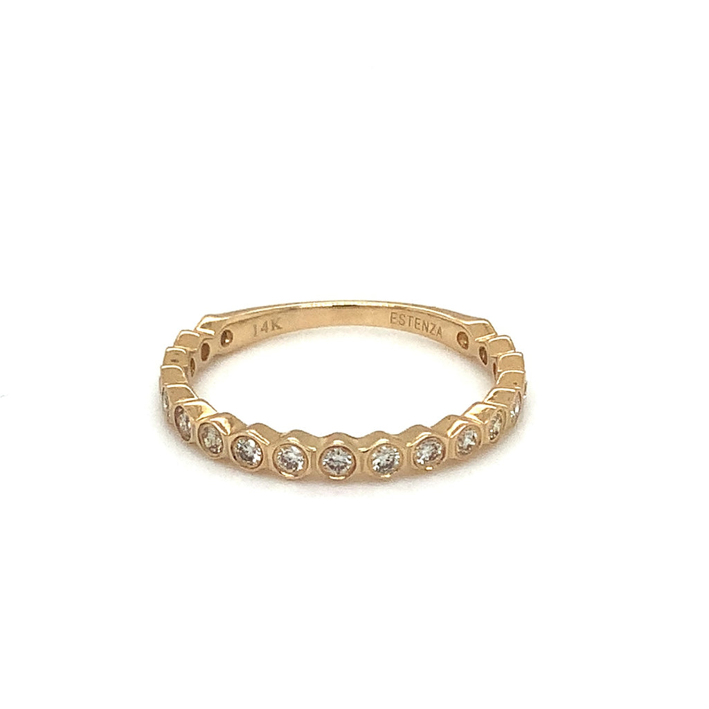 Stackable Honey Comb Shape Singlr Row Diamond Band in 14K Yellow Gold - Image 1 of 7