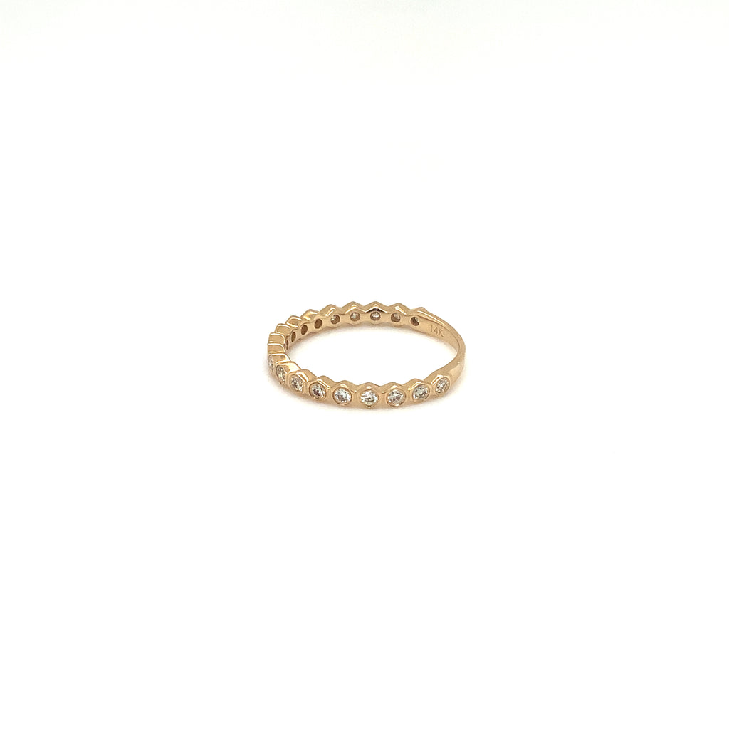 Stackable Honey Comb Shape Singlr Row Diamond Band in 14K Yellow Gold - Image 6 of 7