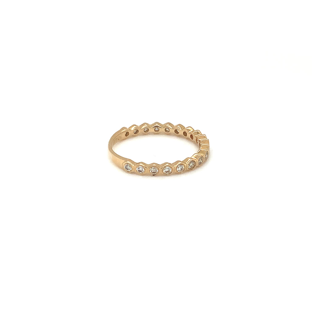 Stackable Honey Comb Shape Singlr Row Diamond Band in 14K Yellow Gold - Image 7 of 7