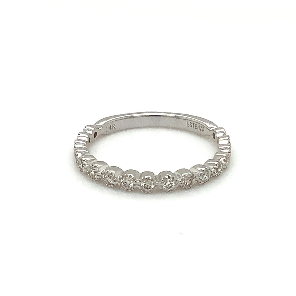 Milgrain Bezel Set Diamond Band Round Brilliant Cut Diamonds 0.30ctw 14K White Gold - Image 1 of 7
