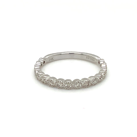 Milgrain Bezel Set Diamond Band Round Brilliant Cut Diamonds 0.30ctw 14K White Gold - Image 1 of 7