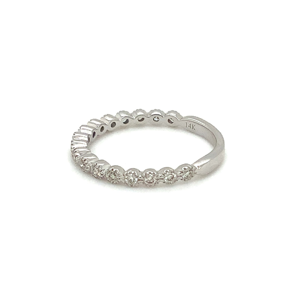 Milgrain Bezel Set Diamond Band Round Brilliant Cut Diamonds 0.30ctw 14K White Gold - Image 3 of 7