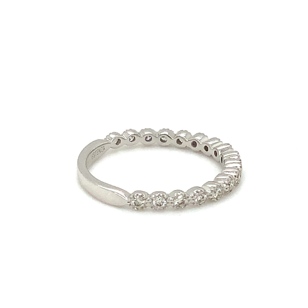 Milgrain Bezel Set Diamond Band Round Brilliant Cut Diamonds 0.30ctw 14K White Gold - Image 4 of 7