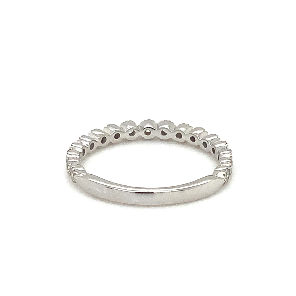 Milgrain Bezel Set Diamond Band Round Brilliant Cut Diamonds 0.30ctw 14K White Gold - Image 5 of 7