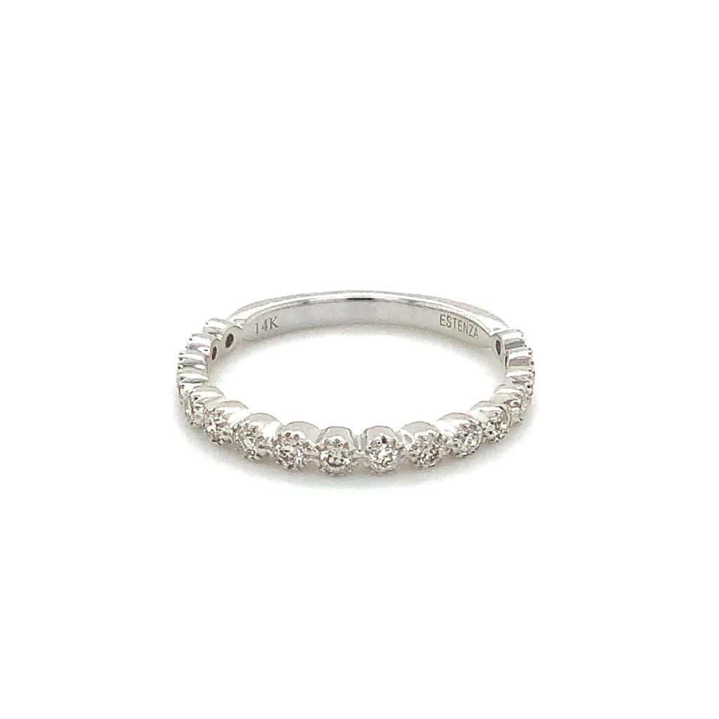 Milgrain Bezel Set Diamond Band Round Brilliant Cut Diamonds 0.30ctw 14K White Gold - Image 6 of 7