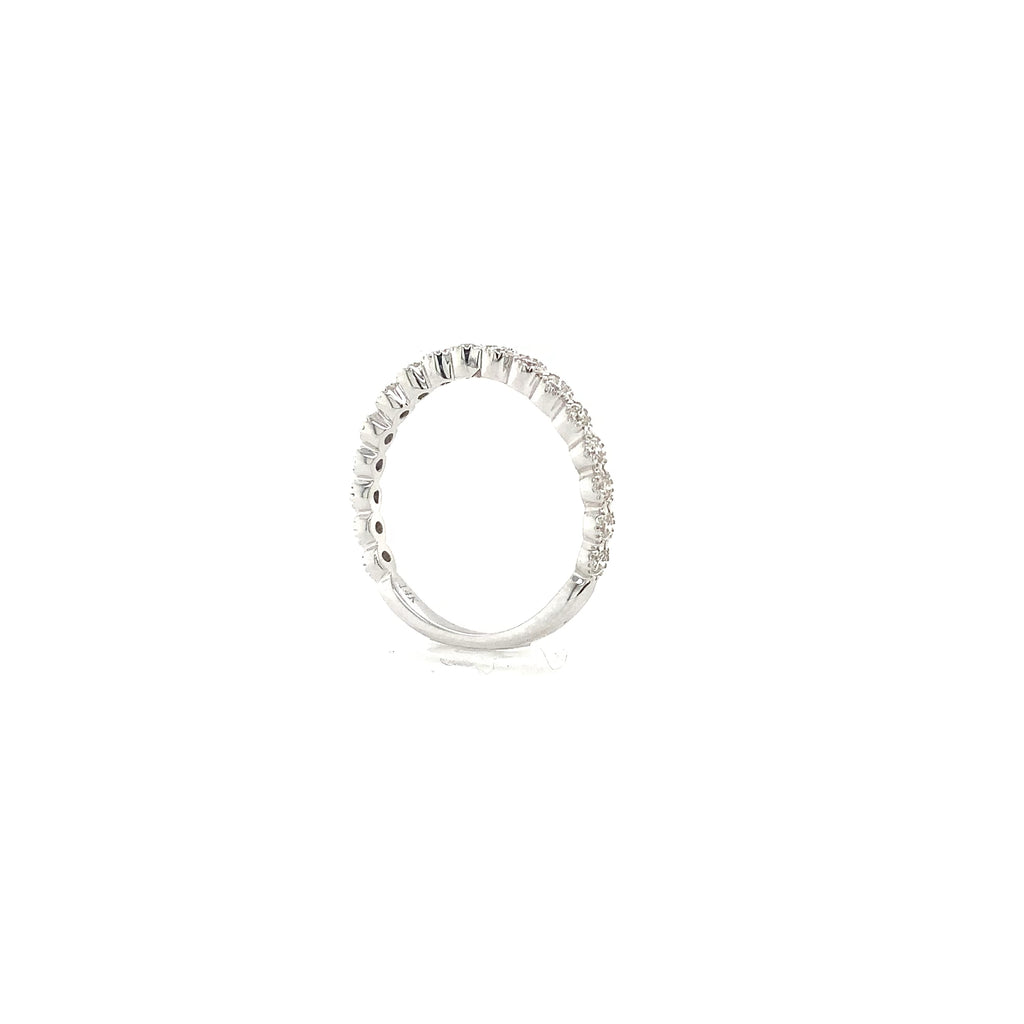 Milgrain Bezel Set Diamond Band Round Brilliant Cut Diamonds 0.30ctw 14K White Gold - Image 7 of 7