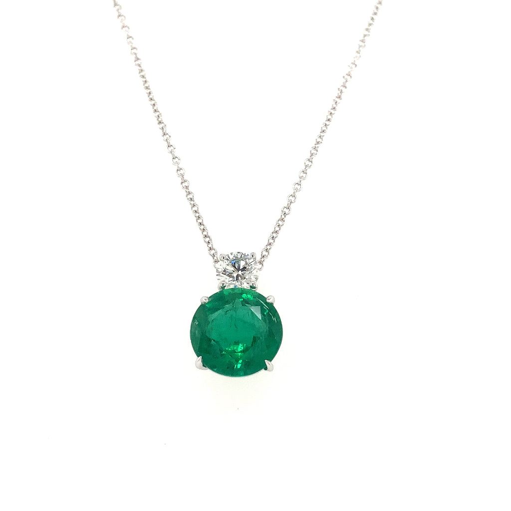 David Kord Classic Emerald and Diamond Pendant set in 18K White Gold - Image 3 of 8