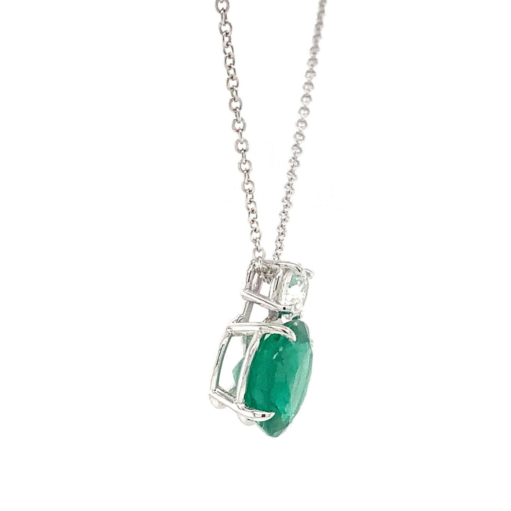David Kord Classic Emerald and Diamond Pendant set in 18K White Gold - Image 6 of 8
