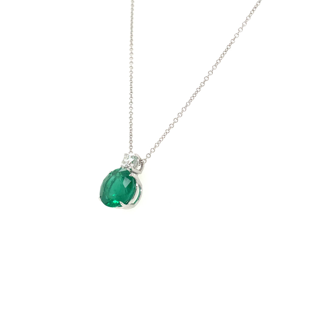 David Kord Classic Emerald and Diamond Pendant set in 18K White Gold - Image 8 of 8