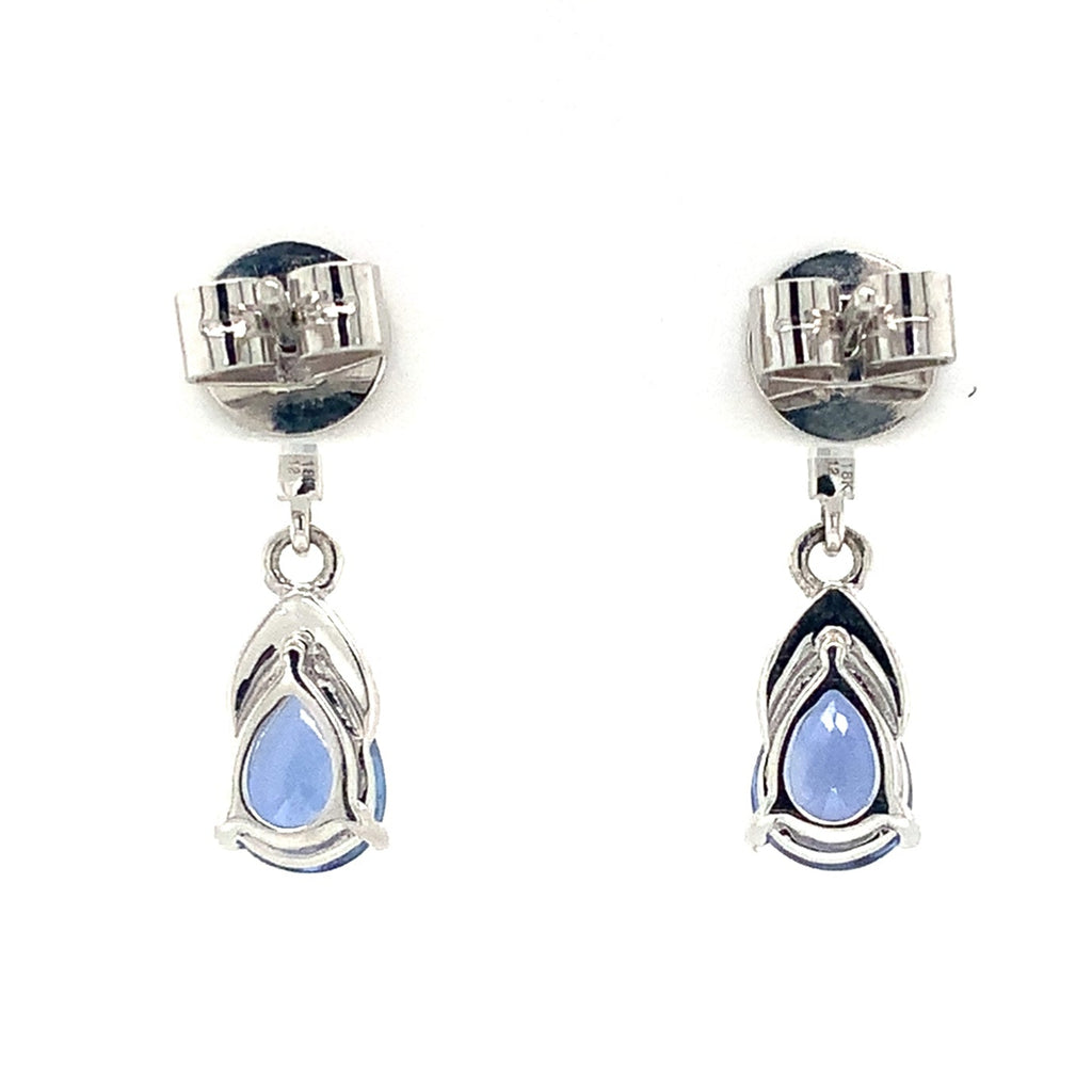 David Kord Pear Shap Sapphire and Diamond Earring set in 18K White Gold - Image 5 of 6