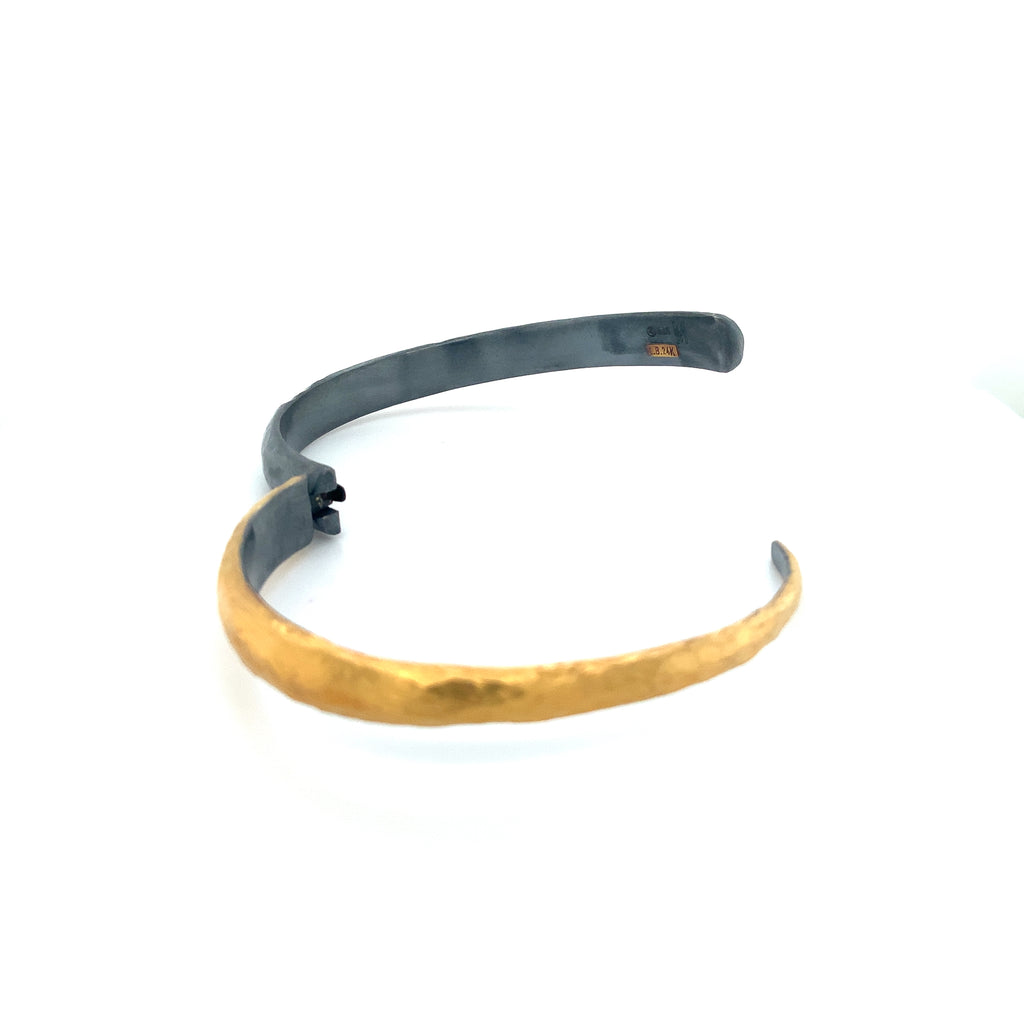 Lika Behar One of a Kind, Yin and Yang Collection 24K Fused and Oxidized Silver Midnight Wrap Diamond Bracel - Image 8 of 17