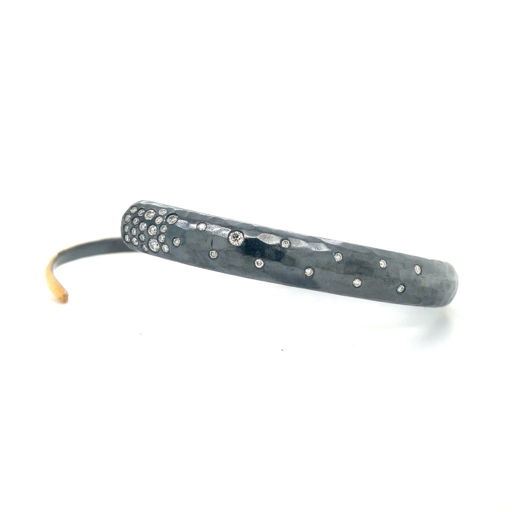 Lika Behar One of a Kind, Yin and Yang Collection 24K Fused and Oxidized Silver Midnight Wrap Diamond Bracel - Image 9 of 17