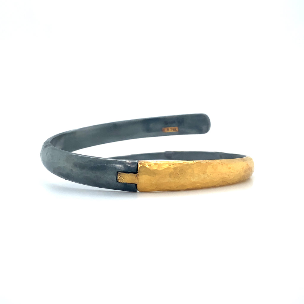 Lika Behar One of a Kind, Yin and Yang Collection 24K Fused and Oxidized Silver Midnight Wrap Diamond Brace - Image 12 of 17