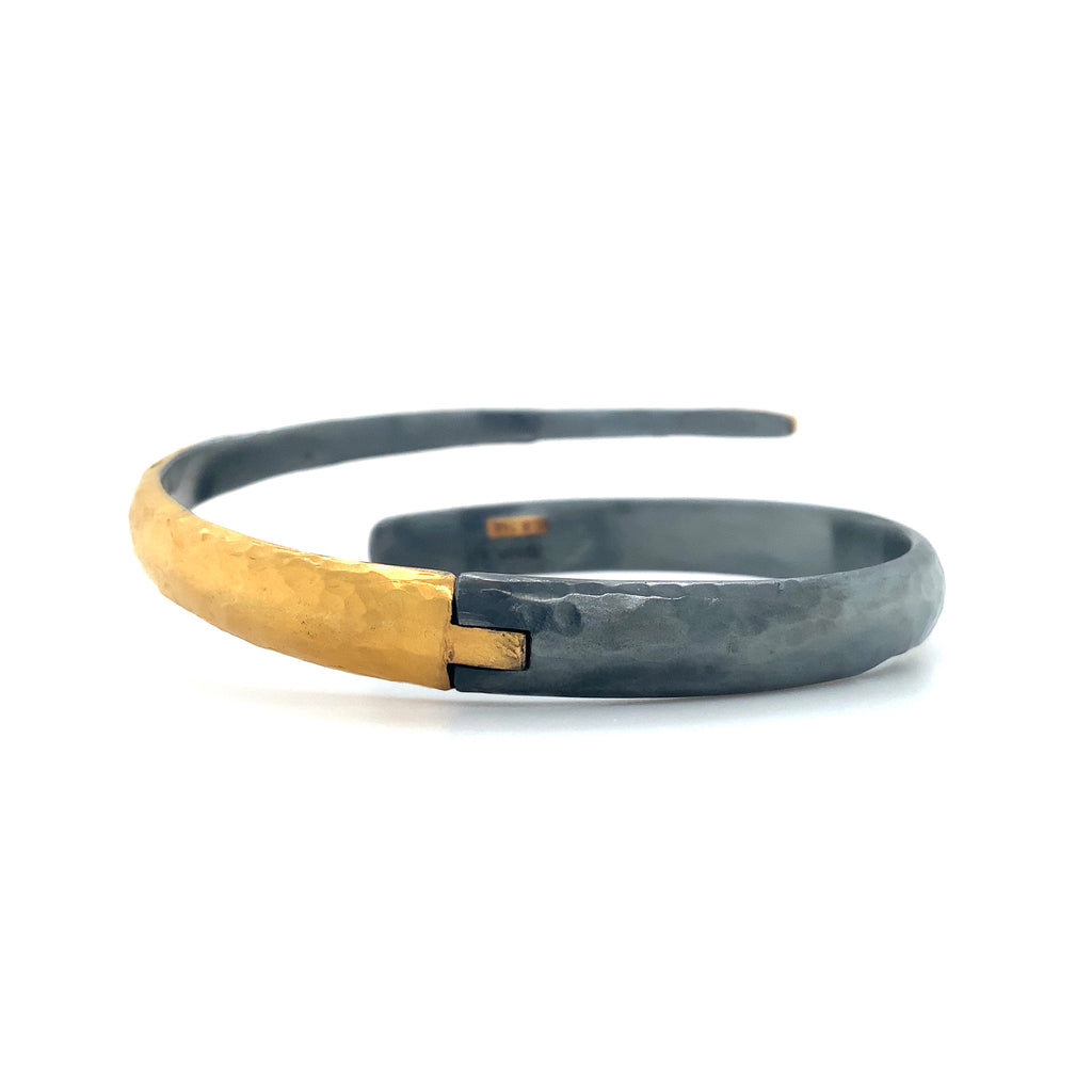 Lika Behar One of a Kind, Yin and Yang Collection 24K Fused and Oxidized Silver Midnight Wrap Diamond Brace - Image 13 of 17