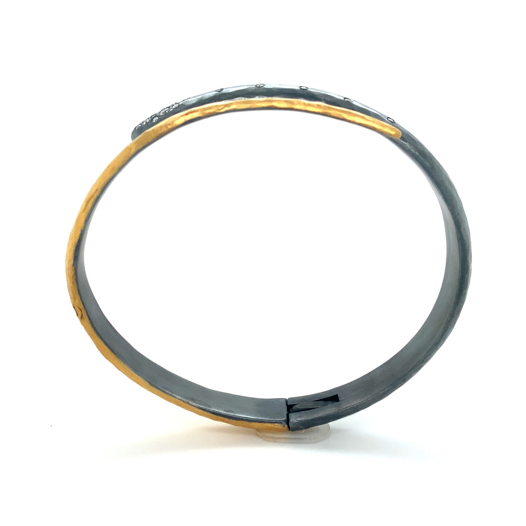 Lika Behar One of a Kind, Yin and Yang Collection 24K Fused and Oxidized Silver Midnight Wrap Diamond Brace - Image 17 of 17