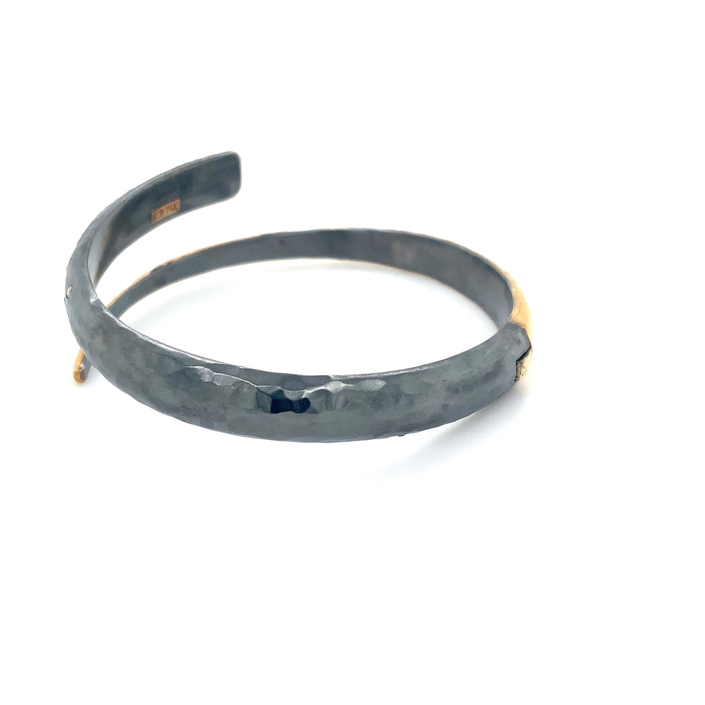 Lika Behar One of a Kind, Yin and Yang Collection 24K Fused and Oxidized Silver Midnight Wrap Diamond Bracel - Image 3 of 17