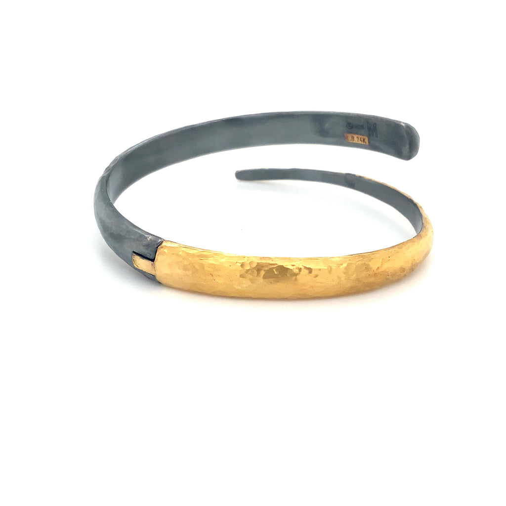 Lika Behar One of a Kind, Yin and Yang Collection 24K Fused and Oxidized Silver Midnight Wrap Diamond Bracel - Image 4 of 17