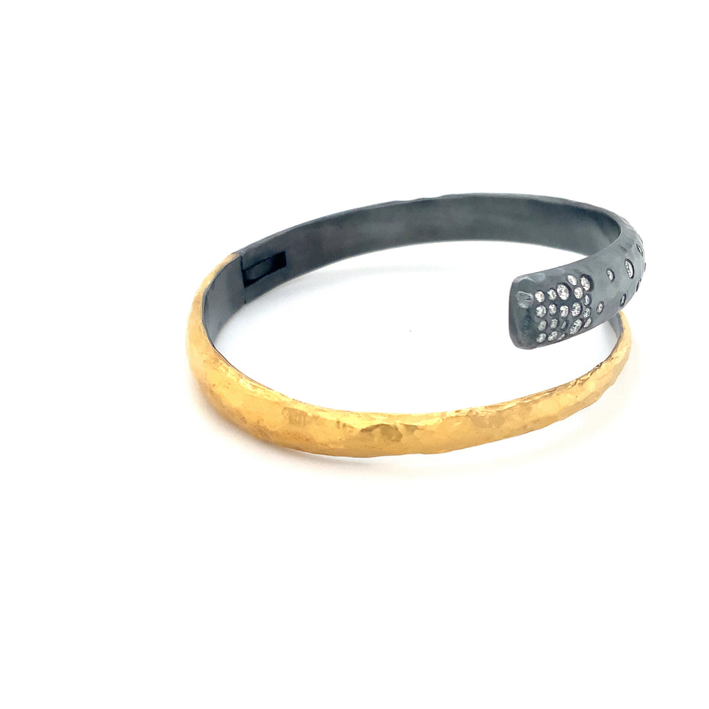 Lika Behar One of a Kind, Yin and Yang Collection 24K Fused and Oxidized Silver Midnight Wrap Diamond Bracel - Image 5 of 17