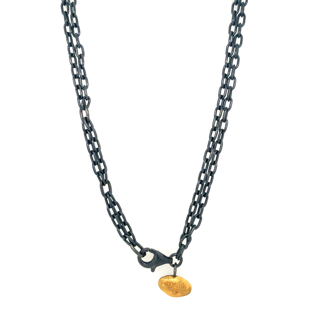Lika Behar Yin and Yang ORION Collection Diamond Necklace in 24K Gold and Oxidized Silver - Image 2 of 7