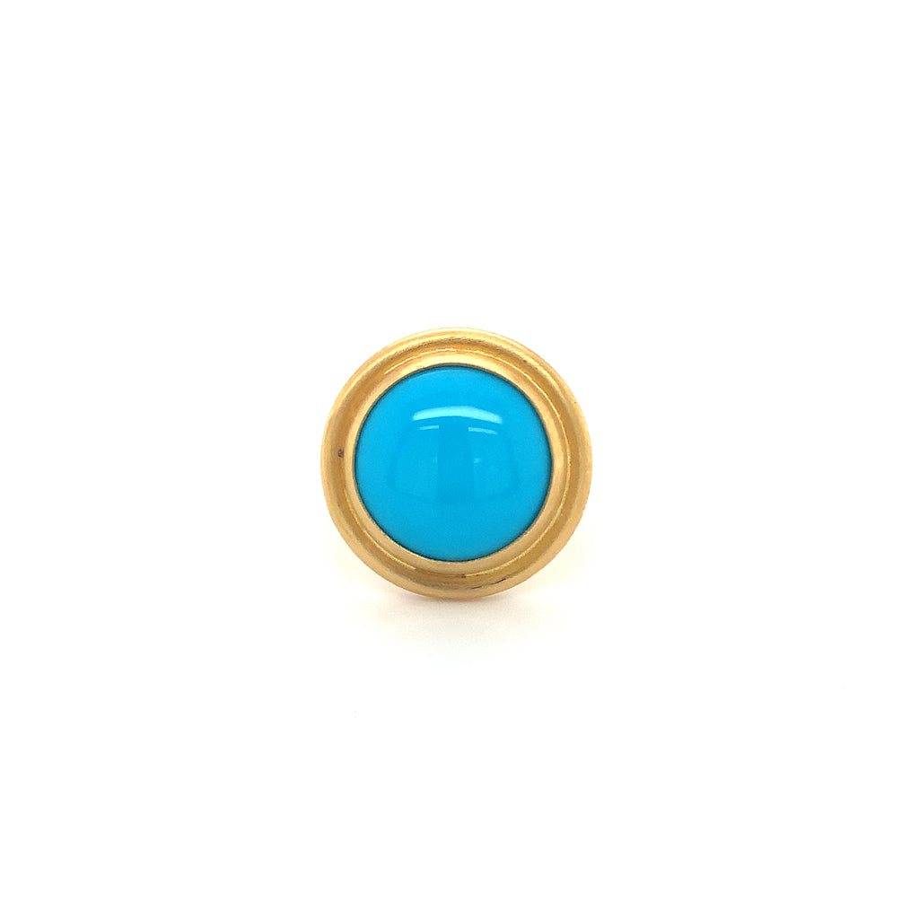 Lika Behar Turquoise Therapy Collection Sloane Round Sleeping Beauty Turquoise in 22K Gold - Image 1 of 9