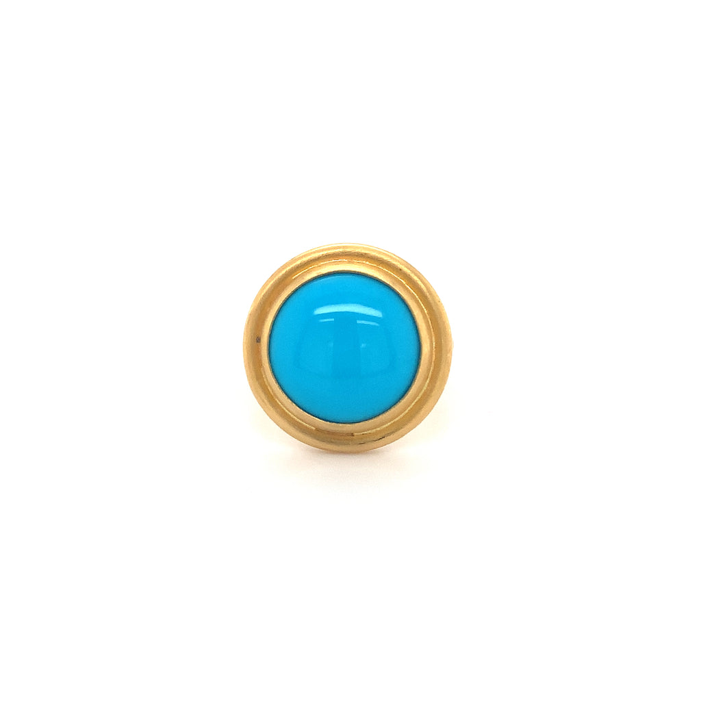 Lika Behar Turquoise Therapy Collection Sloane Round Sleeping Beauty Turquoise in 22K Gold - Image 4 of 9