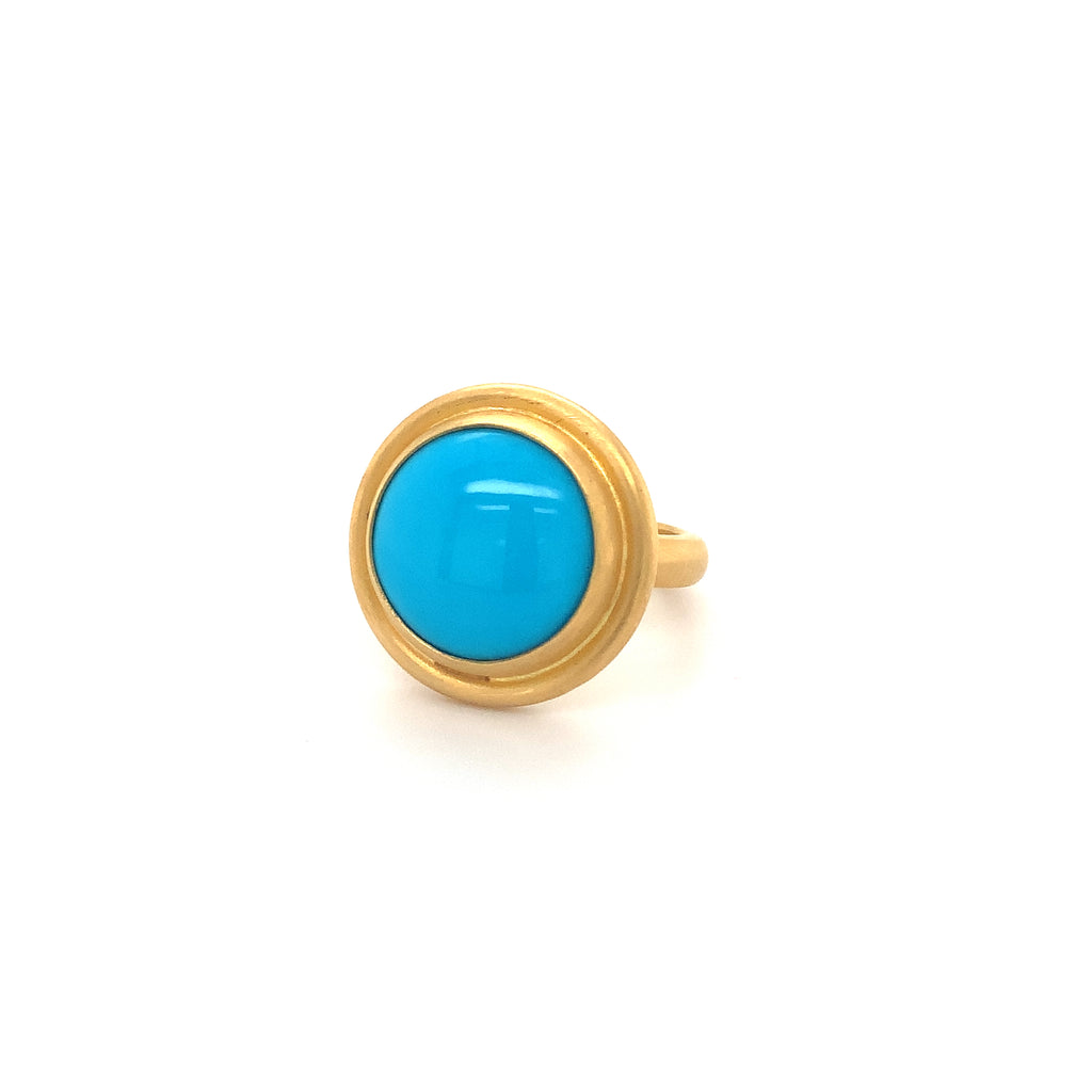 Lika Behar Turquoise Therapy Collection Sloane Round Sleeping Beauty Turquoise in 22K Gold - Image 3 of 9