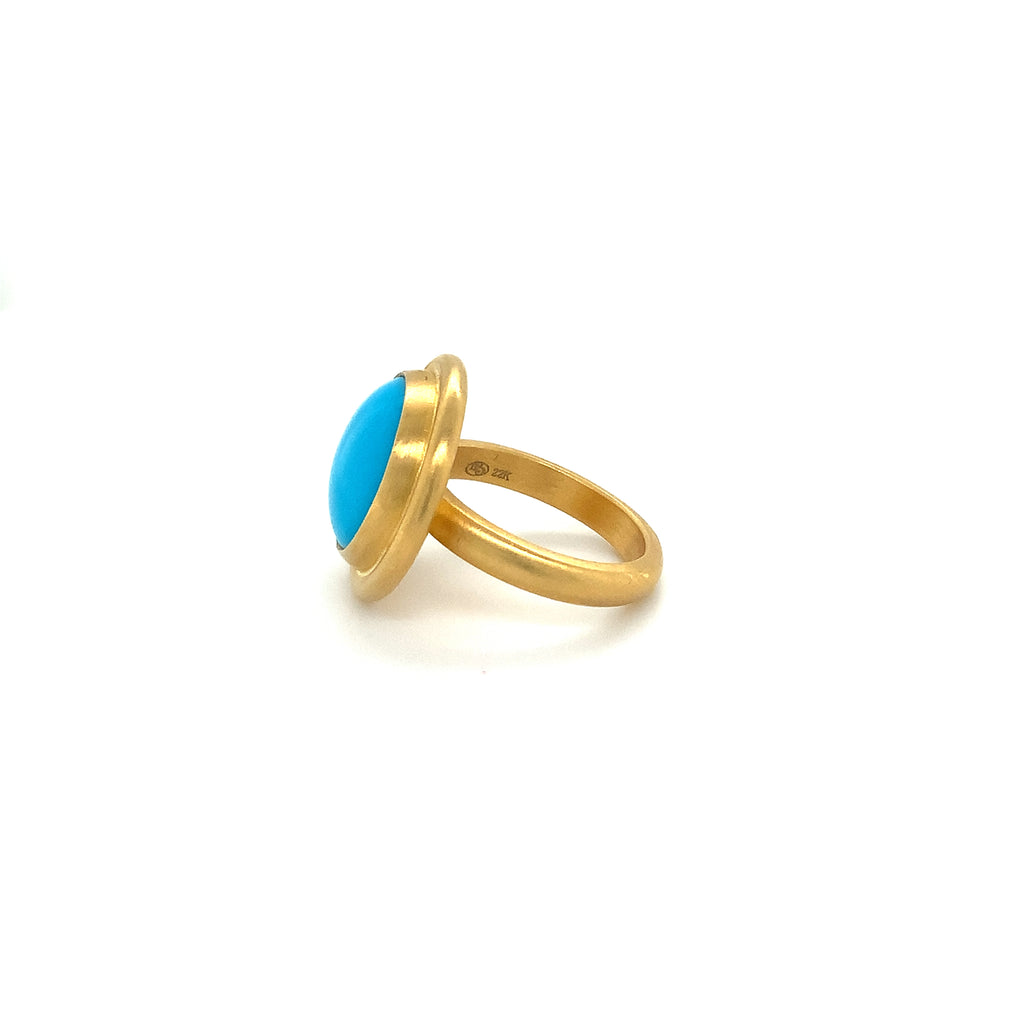 Lika Behar Turquoise Therapy Collection Sloane Round Sleeping Beauty Turquoise in 22K Gold - Image 2 of 9