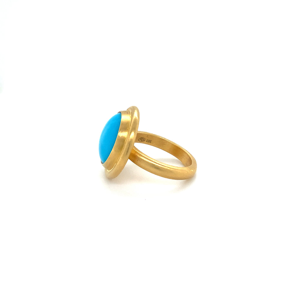 Lika Behar Turquoise Therapy Collection Sloane Round Sleeping Beauty Turquoise in 22K Gold - Image 5 of 9