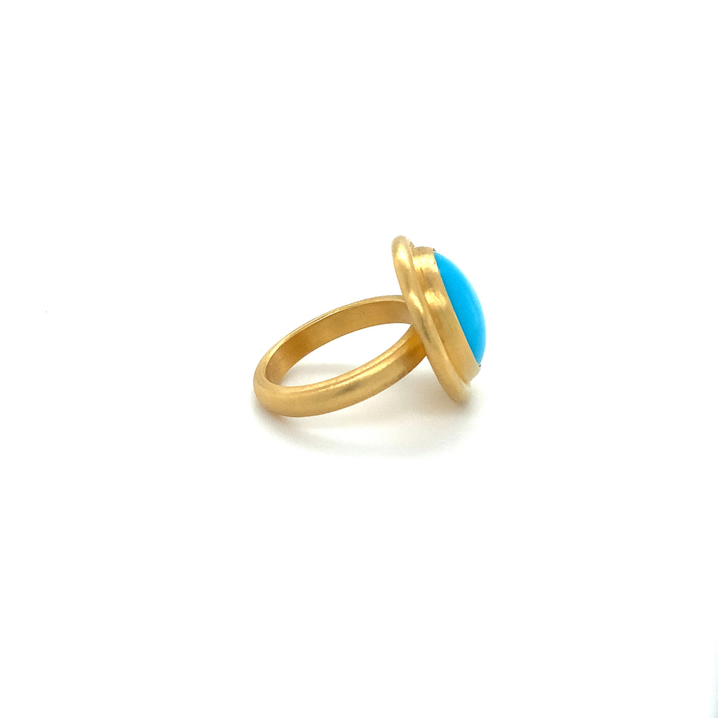 Lika Behar Turquoise Therapy Collection Sloane Round Sleeping Beauty Turquoise in 22K Gold - Image 7 of 9