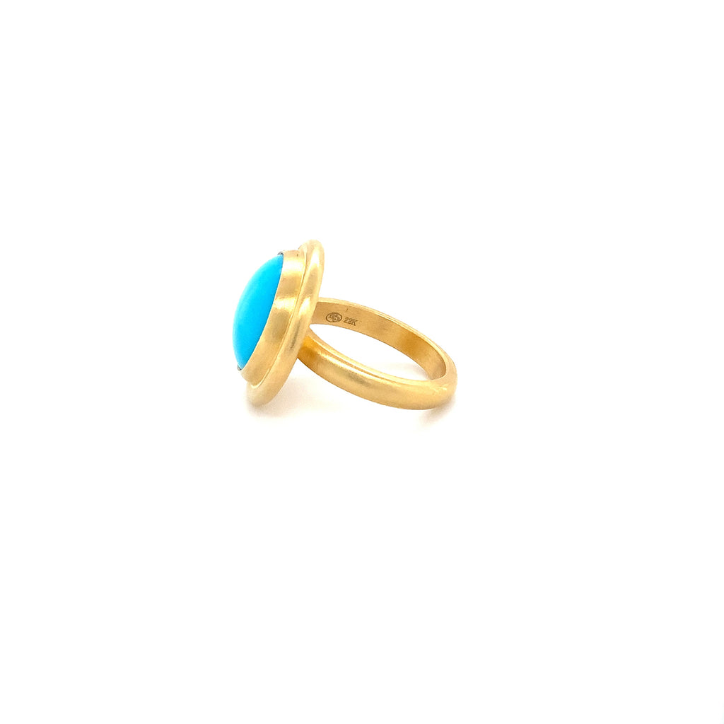 Lika Behar Turquoise Therapy Collection Sloane Round Sleeping Beauty Turquoise in 22K Gold - Image 8 of 9