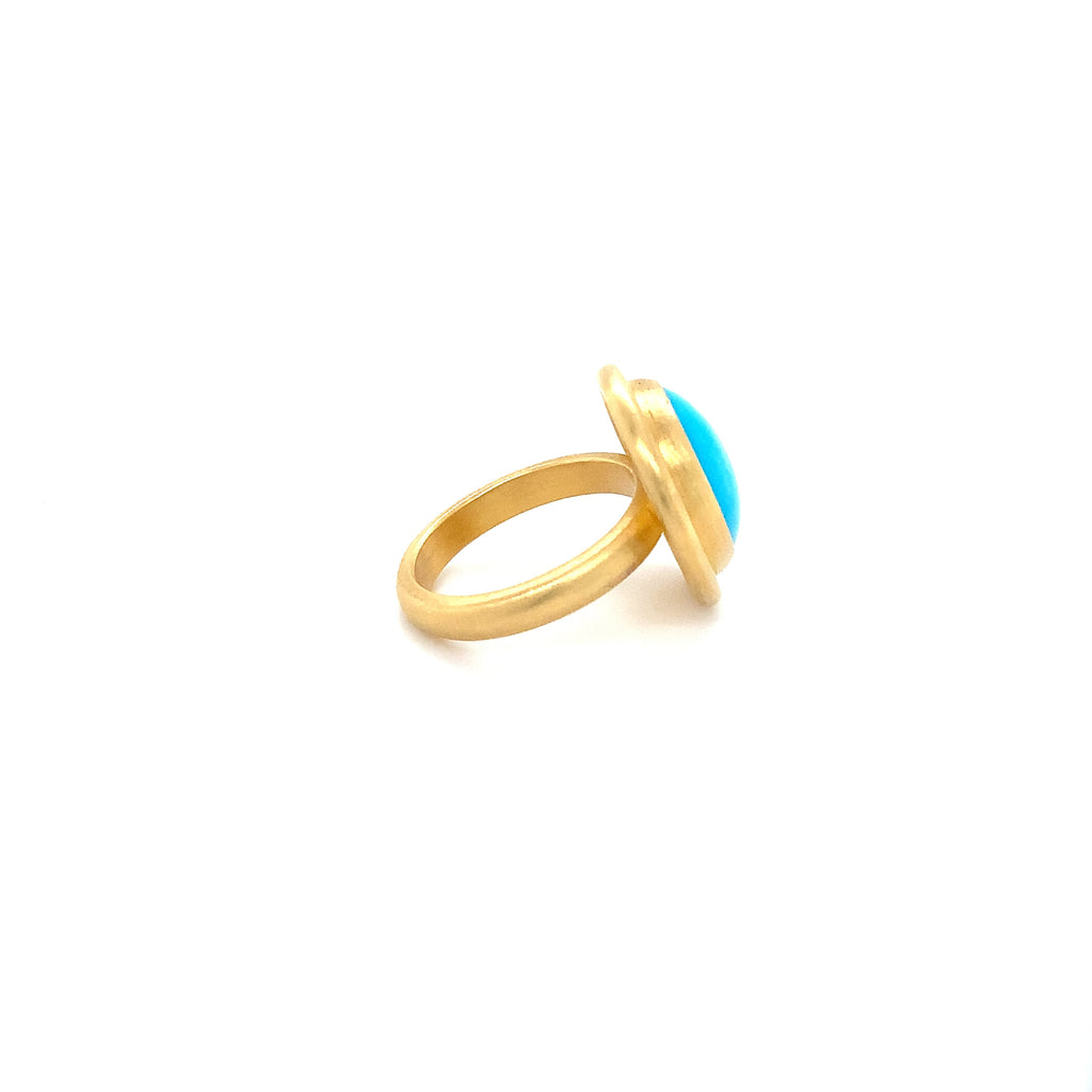 Lika Behar Turquoise Therapy Collection Sloane Round Sleeping Beauty Turquoise in 22K Gold - Image 9 of 9