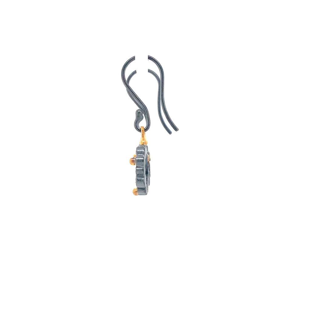 Lika Behar Dylan Collection Round Drop Diamond in 24K Gold accent and Oxidized Silver Earrings - Image 7 of 7