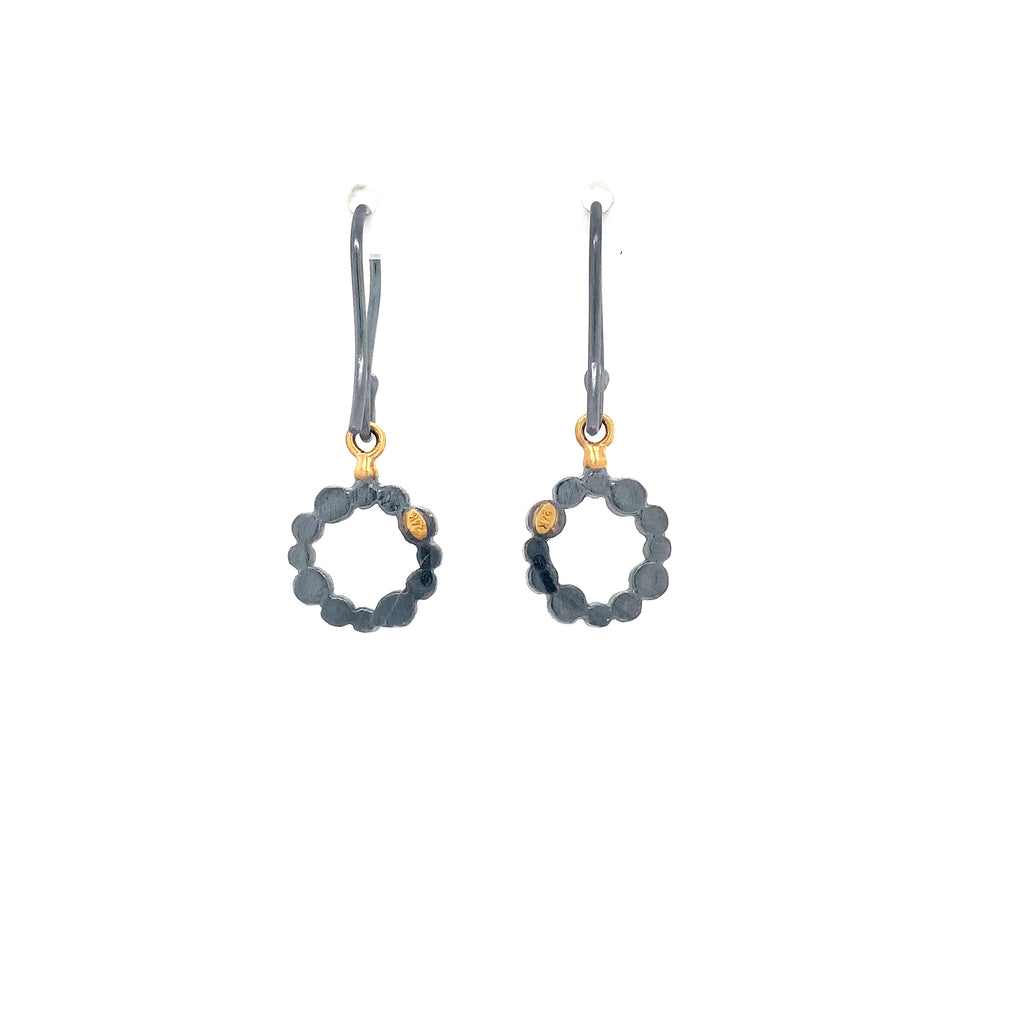 Lika Behar Dylan Collection Round Drop Diamond in 24K Gold accent and Oxidized Silver Earrings - Image 6 of 7