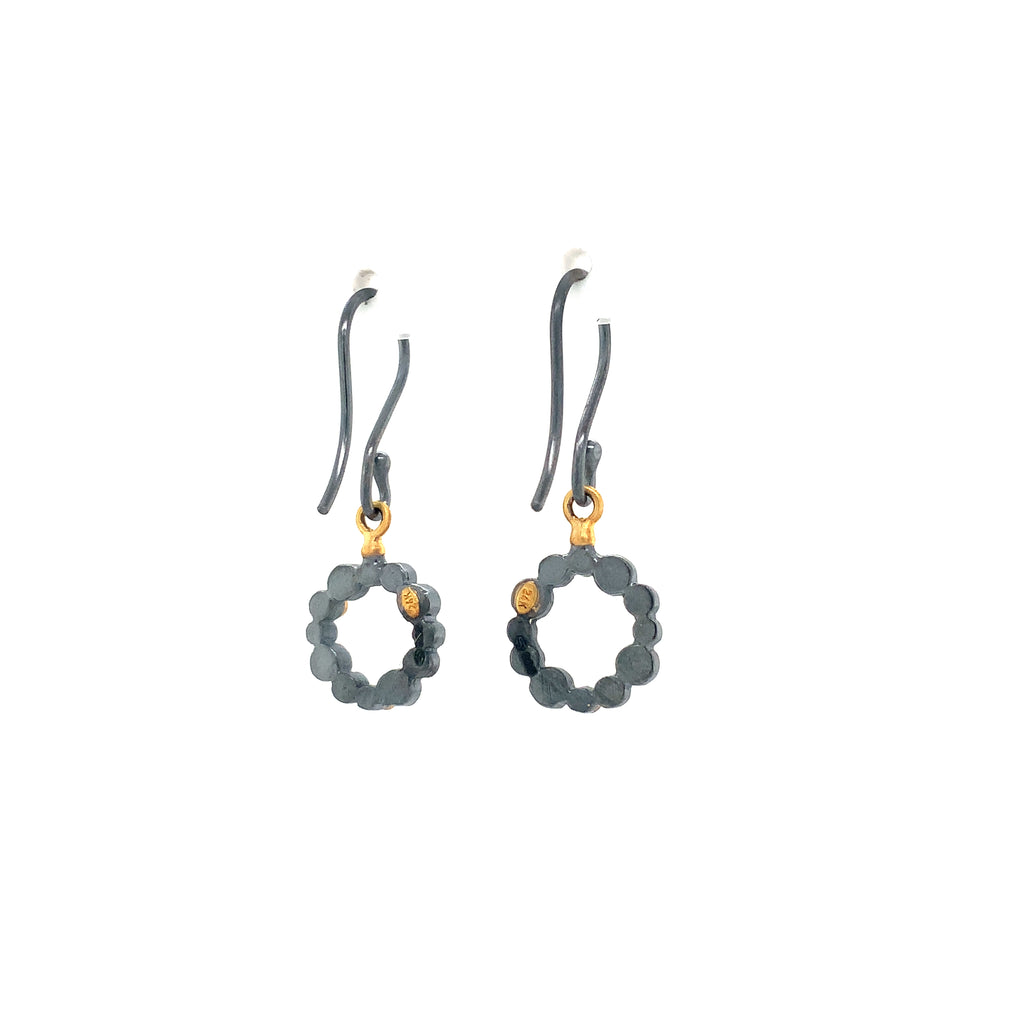 Lika Behar Dylan Collection Round Drop Diamond in 24K Gold accent and Oxidized Silver Earrings - Image 3 of 7