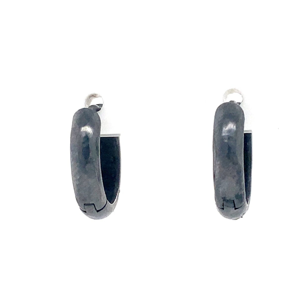 Lika Behar DIANA Collection Semi Chunky Hoops Earring with Diamonds in Oxidized Sterling Silver - Image 6 of 8