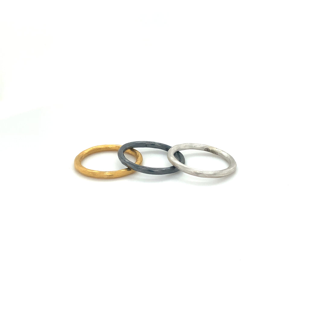 Lika Behar Savor Silver Collecting Hammered Finish Stackable Band - Image 2 of 5
