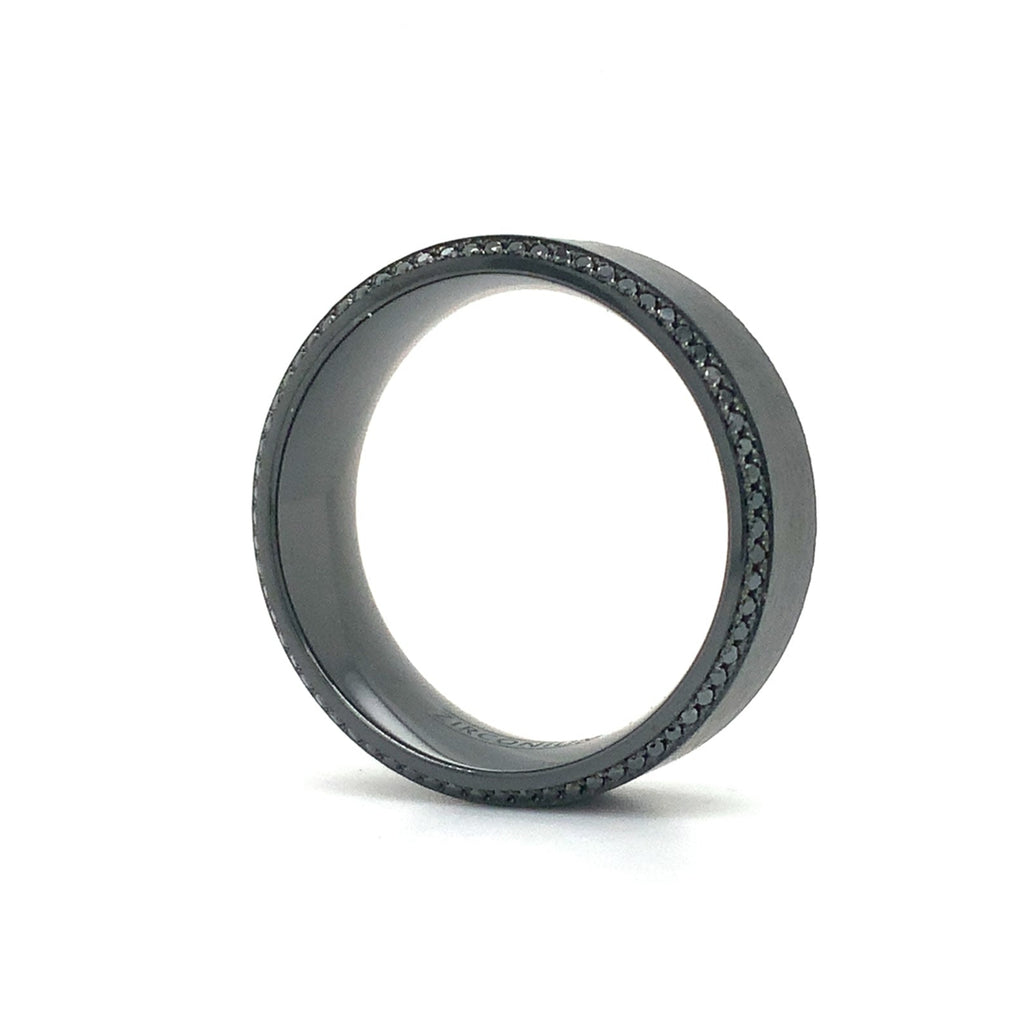 Black Zirconium and Black Diamond Wedding Band - Image 5 of 9
