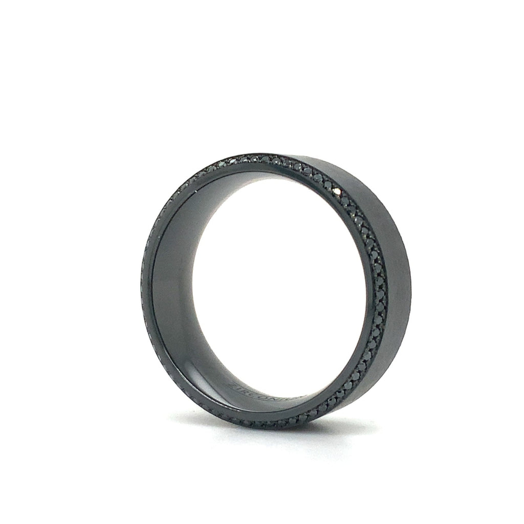 Black Zirconium and Black Diamond Wedding Band - Image 6 of 9