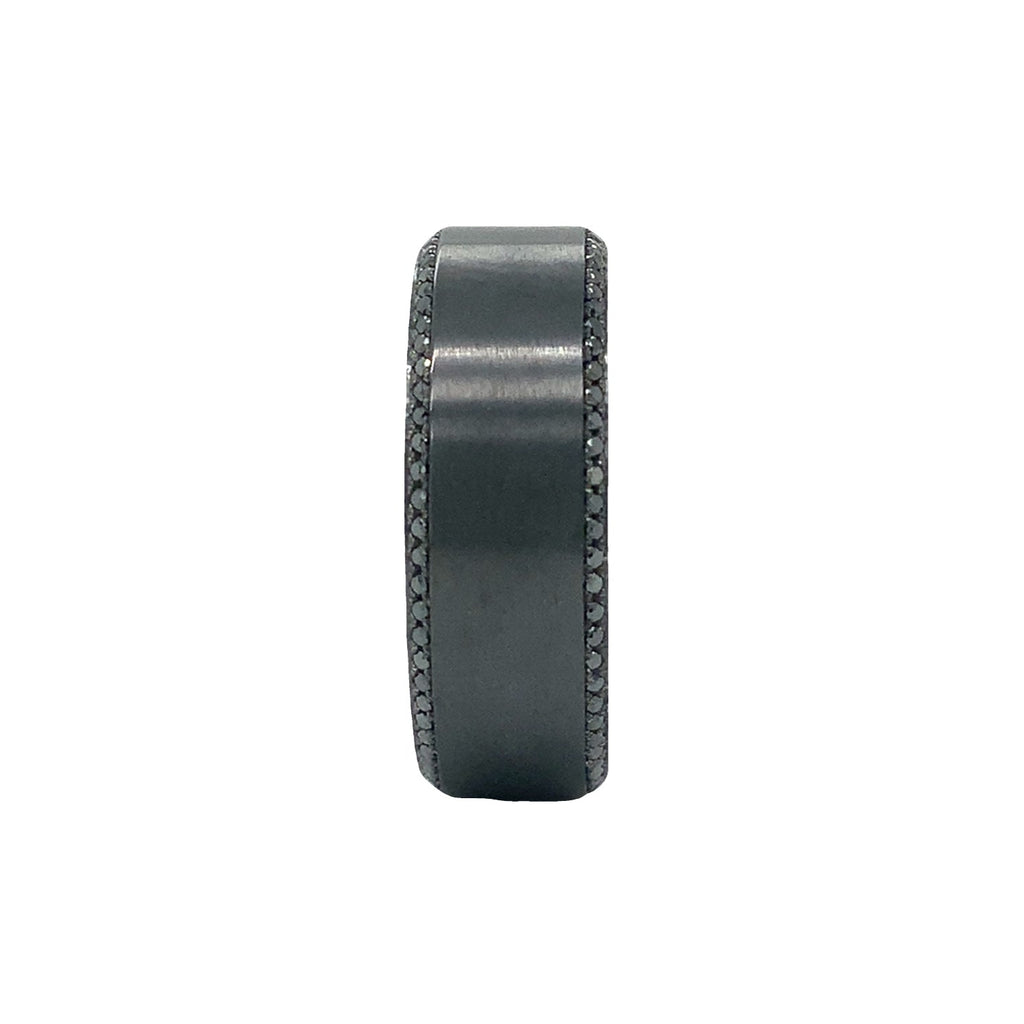 Black Zirconium and Black Diamond Wedding Band - Image 7 of 9