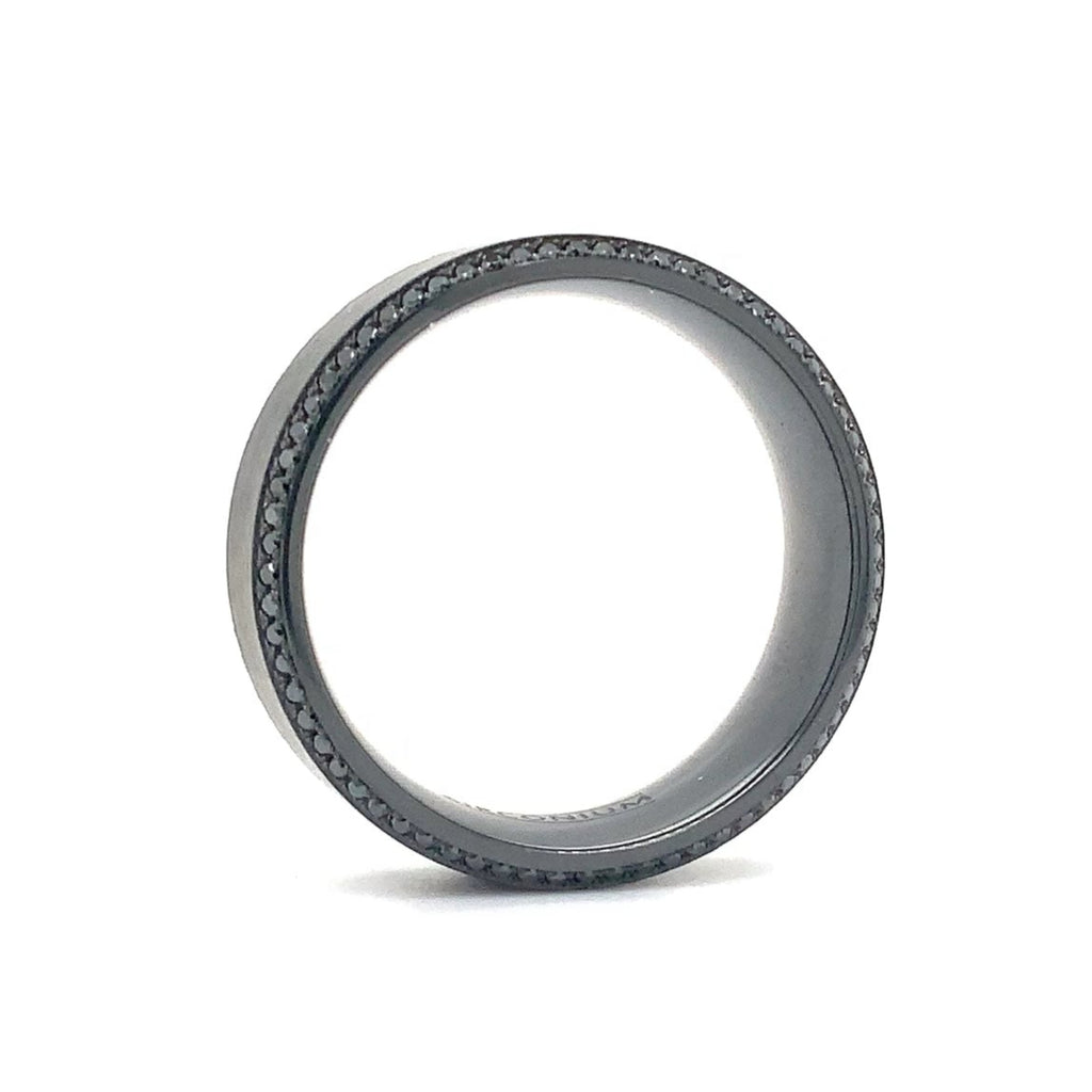 Black Zirconium and Black Diamond Wedding Band - Image 4 of 9
