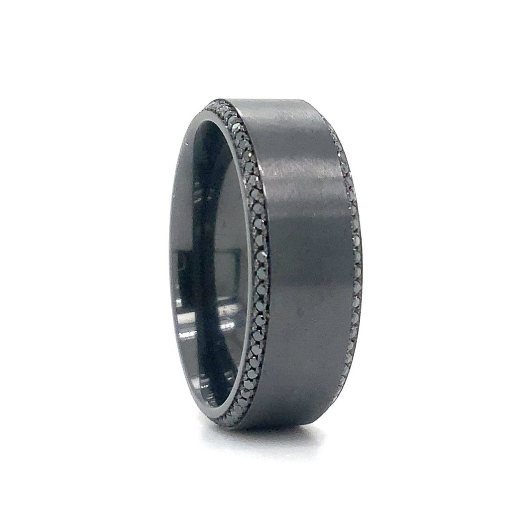 Black Zirconium and Black Diamond Wedding Band - Image 3 of 9