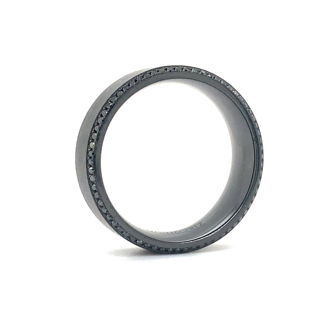 Black Zirconium and Black Diamond Wedding Band - Image 2 of 9