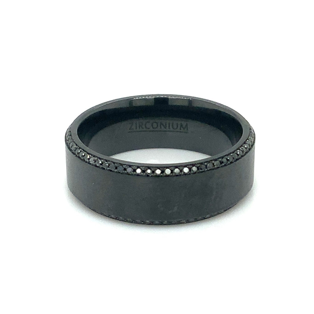 Black Zirconium and Black Diamond Wedding Band - Image 1 of 9
