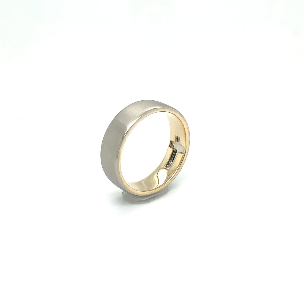 Piece Of Me Comfort Fit Wedding Band in 14K Two Tone with pendant - Image 3 of 14